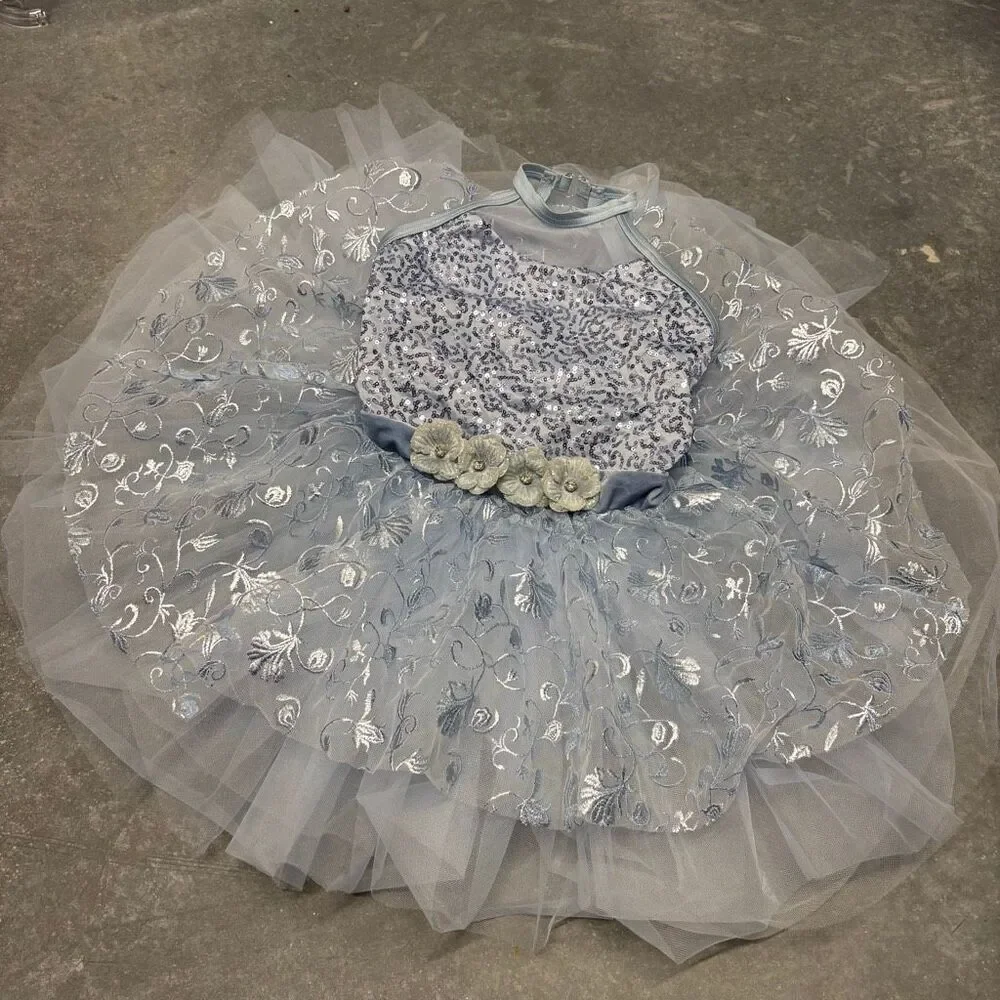 Weissman 15624 Blue Floral Ballet TuTu Dance Costume Embroidered Sequins Velvet
